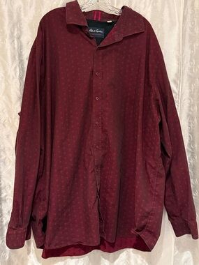 Robert Graham Maroon Skull Dot-Pattern Long Sleeve Shirt Men’s Size 4XLT 🔥 HR